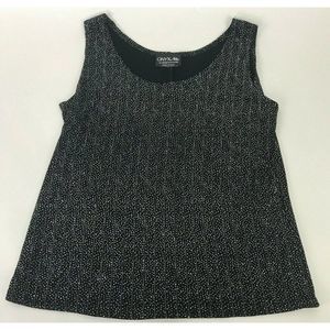 ONYX Nite By Wendye Chatin Sparkle Knit Tank Top Blouse Black Made in USA Size S